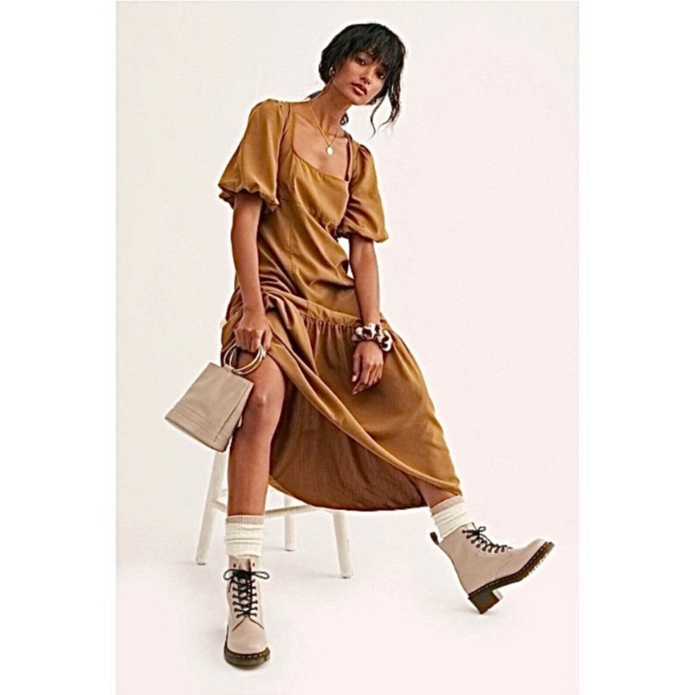 Free People Jordan Puff Sleeve Midi Dress NWT